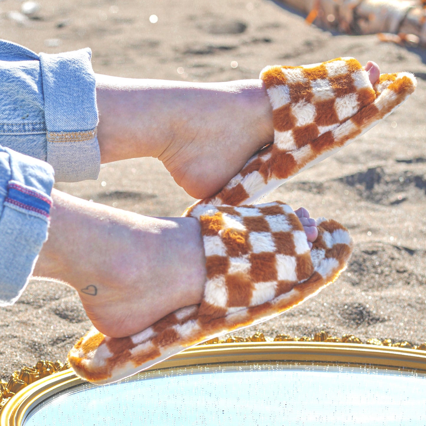 Checkered slippers - Yellow